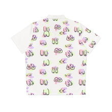 Load image into Gallery viewer, Green and Purple Hawaiian Tiddy Shirt- White Block