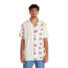 Load image into Gallery viewer, Green and Purple Hawaiian Tiddy Shirt- White Block
