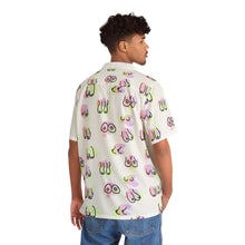 Load image into Gallery viewer, Green and Purple Hawaiian Tiddy Shirt- White Block