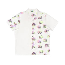 Load image into Gallery viewer, Green and Purple Hawaiian Tiddy Shirt- White Block
